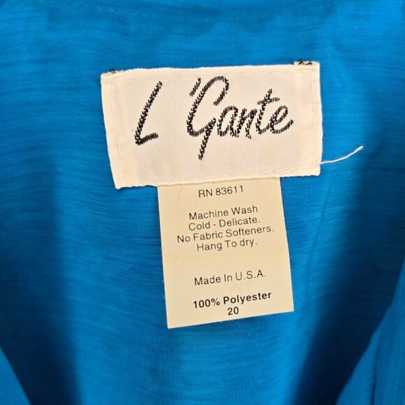 L'Gante Blue Button-Down Blouse Size 20 - Made in USA! 0266 - Picture 5 of 6